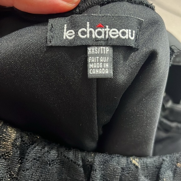 Le Chateau Black and Gold Lace Midi Dress - Picture 11 of 11